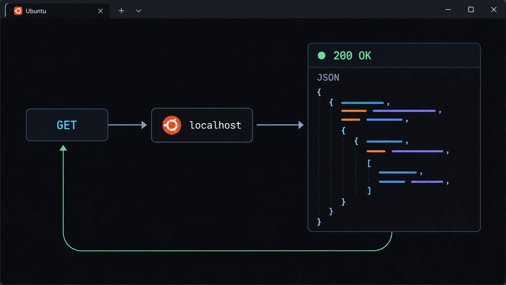 WSL terminal verifying a localhost request and successful JSON response from agentacct.