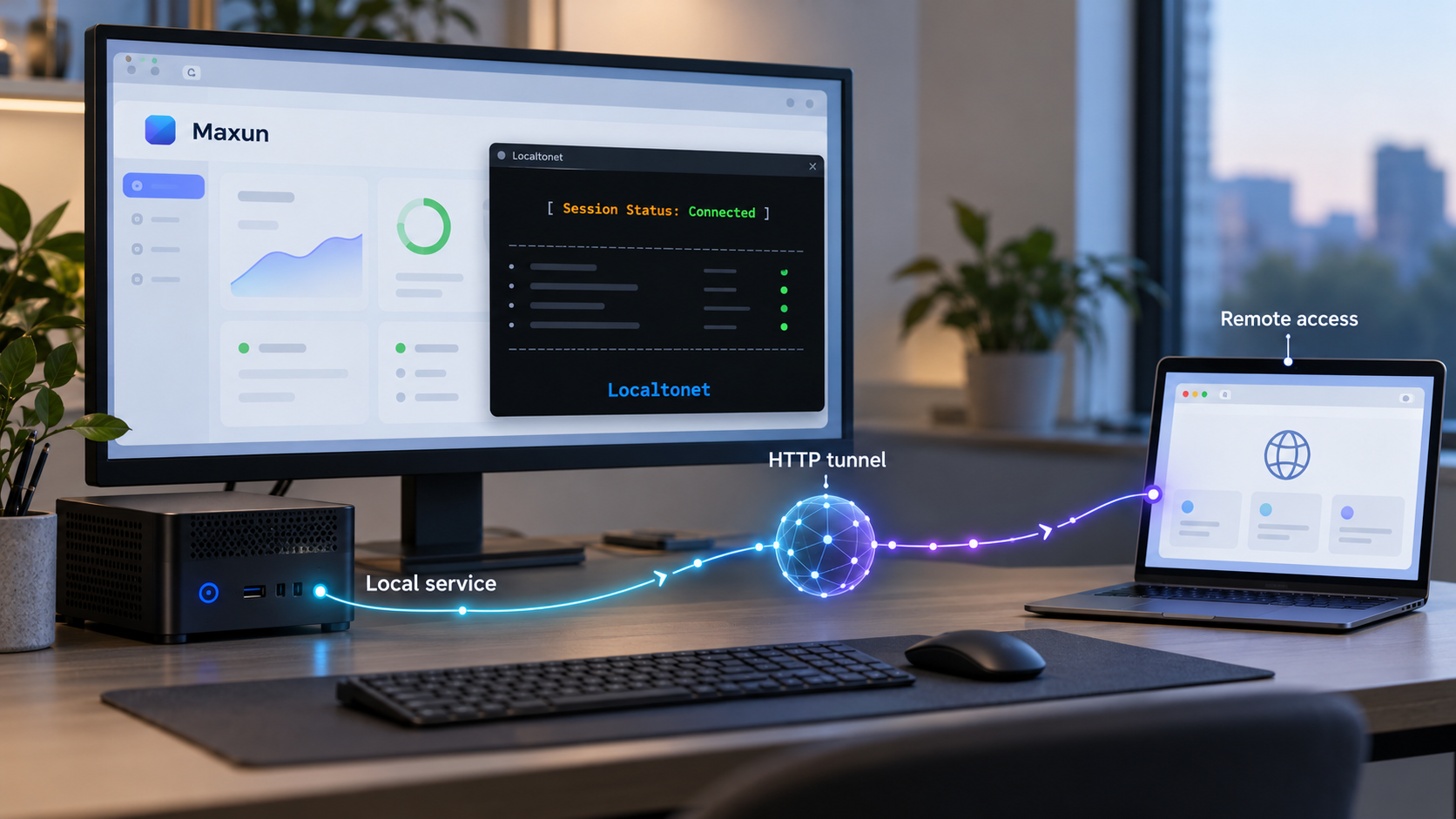 Self-hosted Maxun connected to a remote browser through a Localtonet HTTP tunnel.