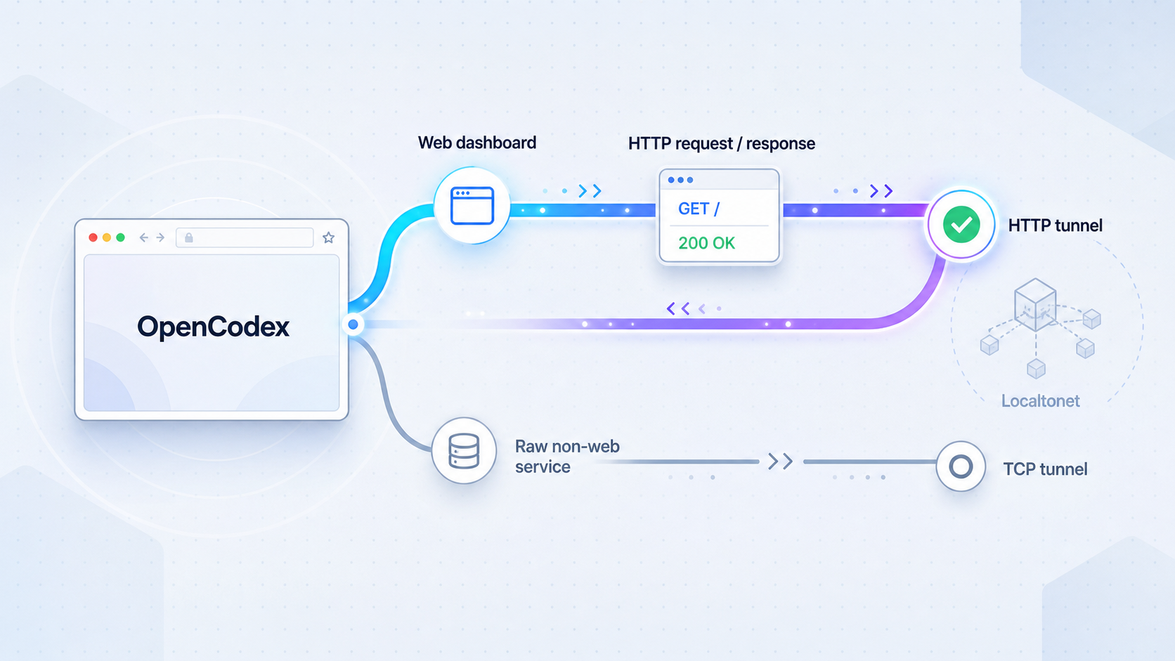 Decision diagram selecting an HTTP tunnel for the OpenCodex web dashboard.