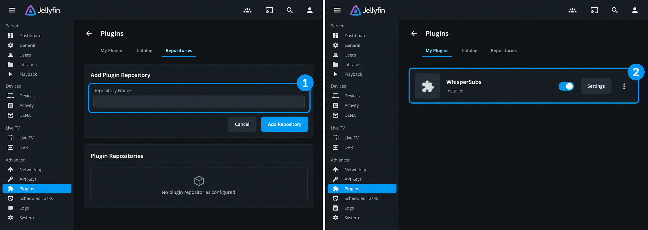 Jellyfin plugin repository and catalog views for installing WhisperSubs.